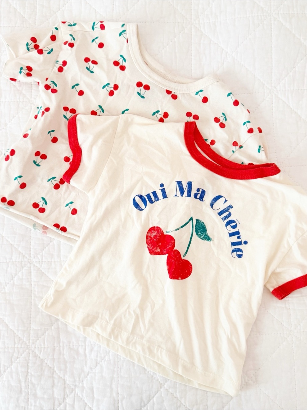 Grayson Mini Kids Cherry Graphic Ringer Tee & Cherry Tee White Red Bundle